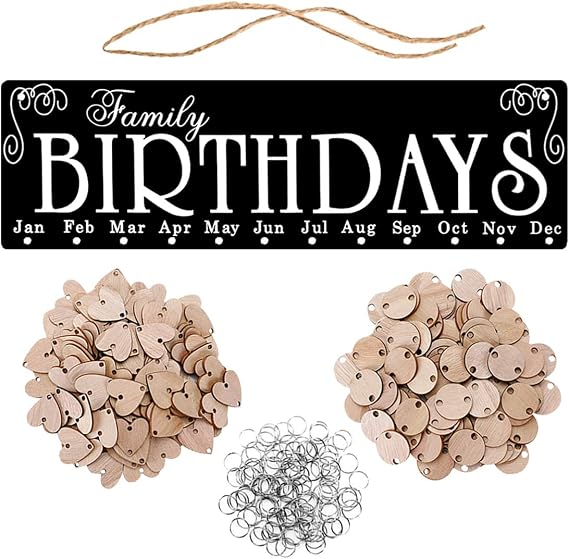Family Birthday Calendar Wooden Reminder Board Wall Hanging Calendar Home Deocr Anniversary for Hanging Colored Pendant