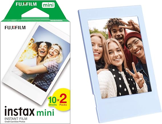 20-Piece Film and Photo Frame (Blue) Compatible with All Instax Mini Machines