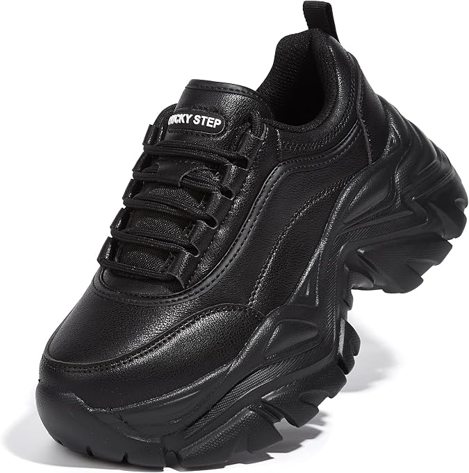 LUCKY STEP Chunky Trainers for Women Fashion Platform Casual Shoes Comfortable Wedge Heel Trainers