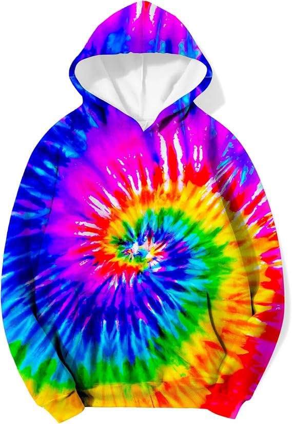 Kids Tie Dye Hoodie with Kangaroo Pocket Size 4-10