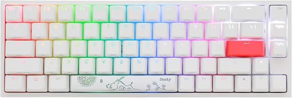 Ducky One 2 SF RGB Pure White RGB LED 65% Double Shot PBT Mechanical Keyboard (Cherry MX Silent Red)