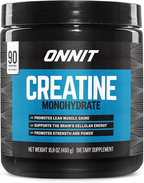 ONNIT Creatine Monohydrate Powder 5g, Unflavored, 90 Servings Value Size | IGEN Non-GMO Tested; 5g creatine per serving supports strength, lean muscle & brain energy; keto friendly, no fillers