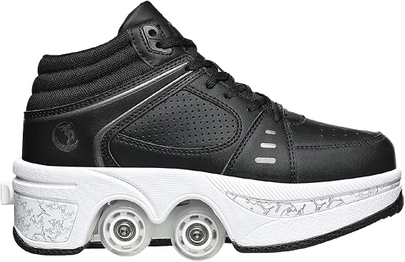 Roller Skate Shoes Unisex Shoes with Wheels That Pop Out 2-in-1 Skate Shoes & Sneakers Shoes That Turn Into Roller Skates Gift for Kids Boys Girls Men and Women