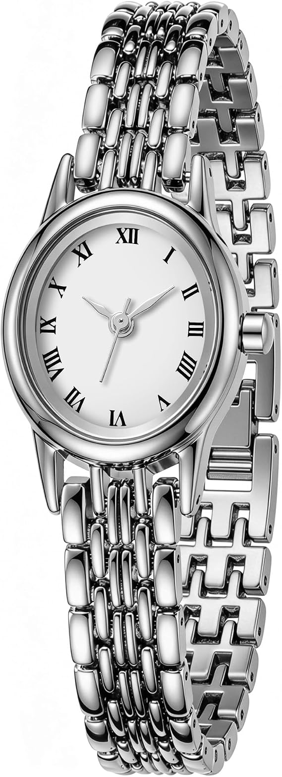 CIVO Vintage Armbanduhr Damen Oval: Edelstahl Klein Analog Damenuhr