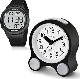 Hearkent Atomic Talking Clock Clear Voice Time and Atomic Talking Watch Sets Itself for Visually impaired or Seniors