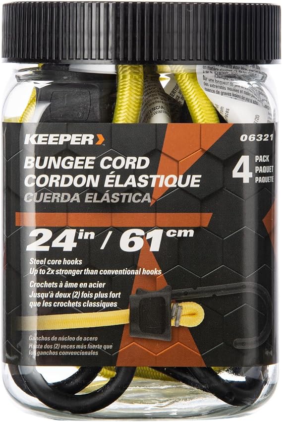 Keeper - 24 Bungee Cord With SST Hooks, 4 Pack - UV And Weather-Resistant