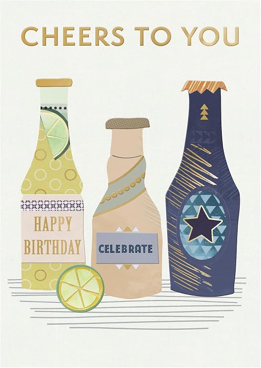 Cheers to You Happy Sips Galore! Contemporary Birthday Card ELML010