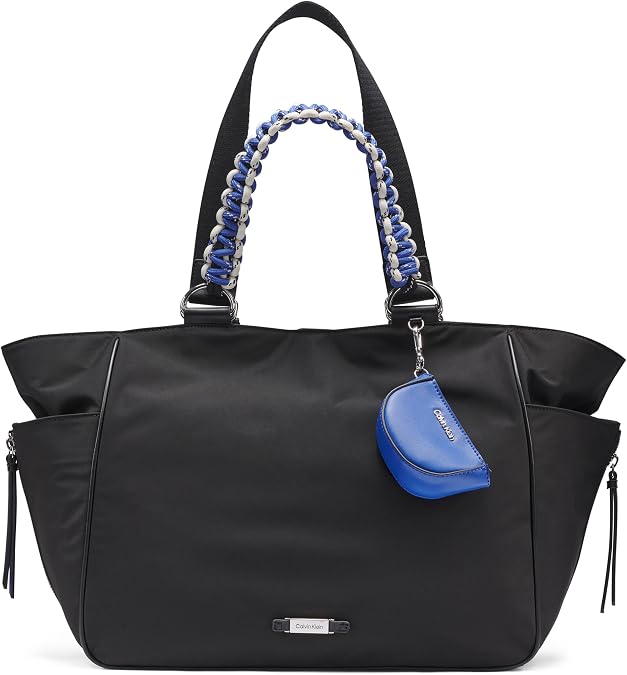 Calvin Klein Zulle Organizational Large Tote, Black/Silver, One Size