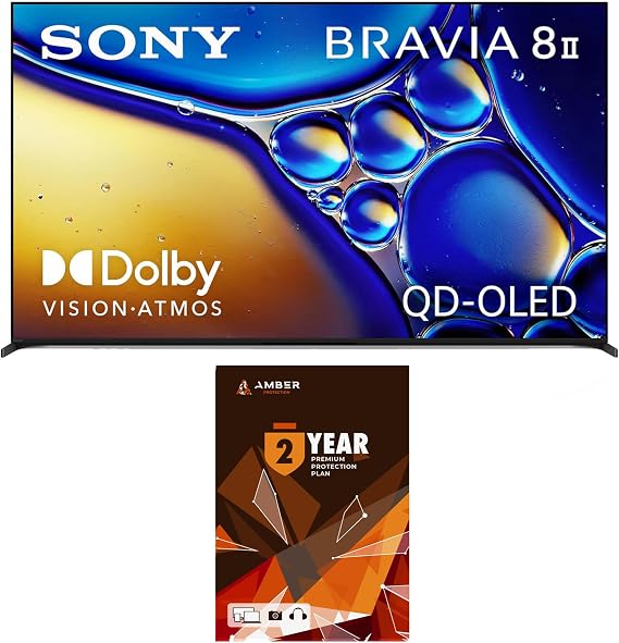 Sony K55XR80M2 55 Inch Bravia 8 QD-OLED 4K HDR Google TV with Quantum Dot and 2 Year Amber Protection Plan (2025)