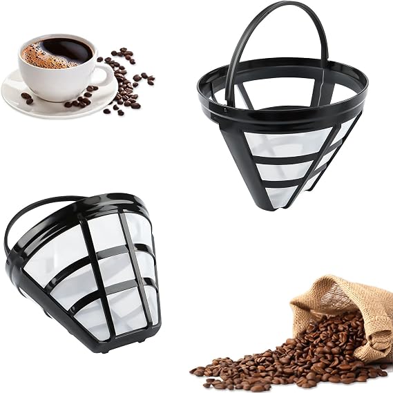 2 Permanenter Kaffeefilter Wiederverwendbar Plastik Dauerkaffeefilter mit Griff Waschbar Coffee Filter Kaffee Filter Mesh Korb Für Meisten Kaffeemaschinen