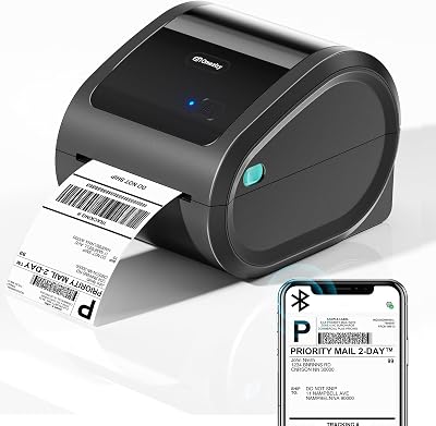 Bluetooth Shipping Label Printer 4x6 - D520BT Thermal Label Printer for Small Business, Thermal Printers with Built-in Label Holder, Compatible with USPS, Tiktok, Amazon