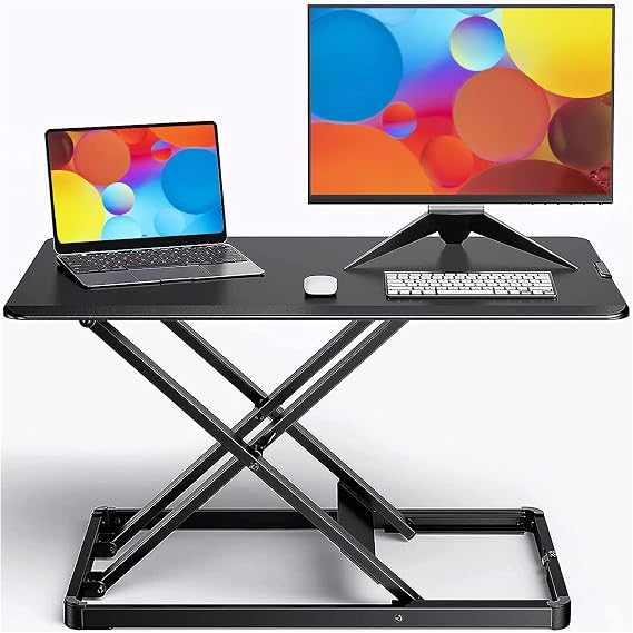 ErGear Standing Desk Converter Height Adjustable Stand Up Desktop Riser, 28" Ergonomic Gas Spring Sit to Stand Workstation for Laptop and Monitor Home Office (EGSSD4)
