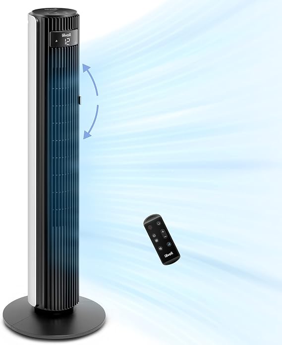 Levoit Tower Fan for Bedroom, 1472 CFM Fans that Blow Cold Air, 22dB Quiet