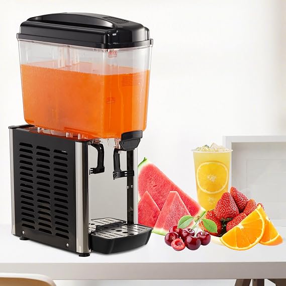 Commercial Stainless Steel Beverage Dispenser with Thermostat Controller for Home and Hospitality - Drink Dispenser Spacious 4.8 Gallon Capacity,Beverage Dispenser Ideal for Various Beverages.