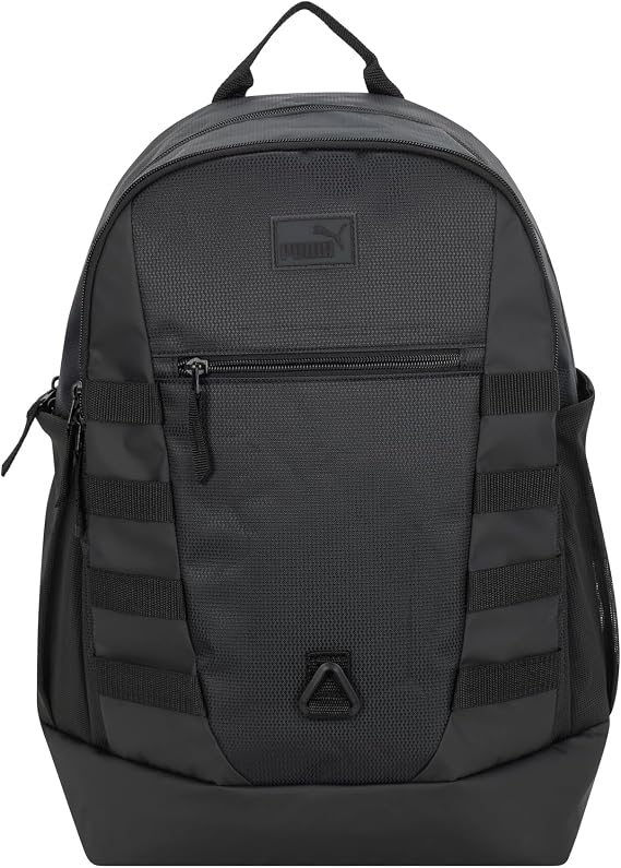 PUMA Fluid Backpack in Performance Airmesh with Laptop Sleeve & Padded Adjustable Straps, Black/Silver, One Size