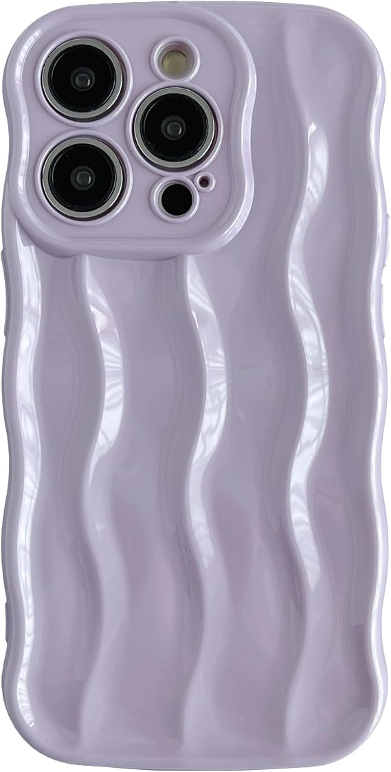 Caseative for iPhone 14 Pro Case, Taro Purple | Water Ripple Pattern Curly Wave Frame Soft