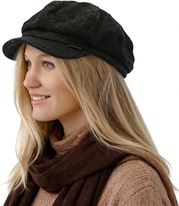 Ruphedy Newsboy Hats for Women Wool Beret Newsboy Cap with Visor Chemo Headwear