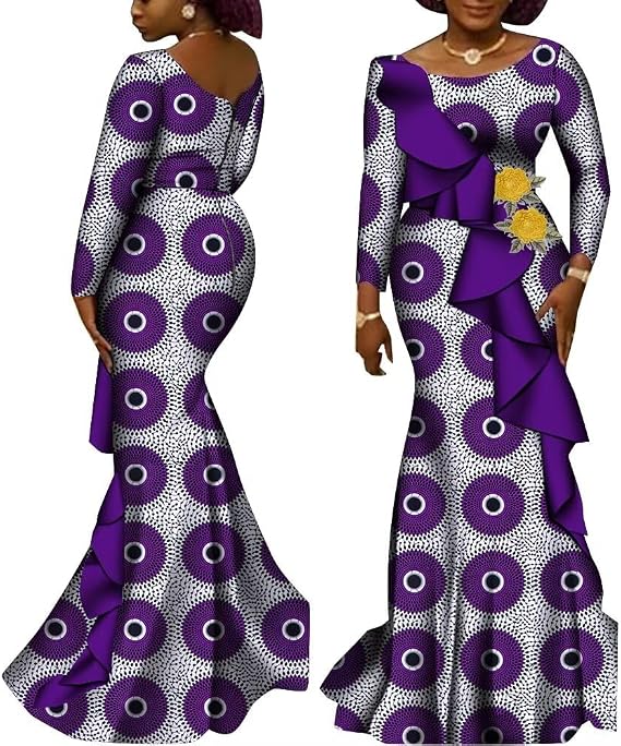 African Dresses for Women Ankara Dashiki Party Evening Dress High Waist Maix Long Dress