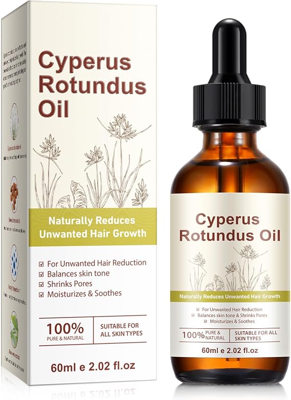 Cyperus Rotundus Oil, Natural Cyperus Rotundus Oil for Hair Removal, Inhibitor, Cyprus Rotundus Oil Reduces Body Unwanted Hair Growth, Moisturizes & Soothes Skin, Shrink Pores, for All Skin Types