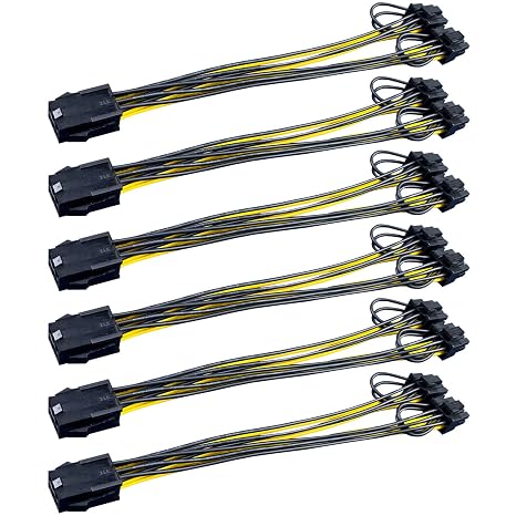 6 Pin to 2 X 8 Pin (6+2) PCIe Adapter Power Cable PCI Express Y - Splitter Cable 8.7 Inches/22cm