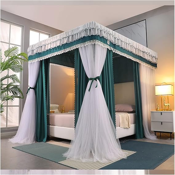 Bed Canopy Luxury Bed Curtain, 1.5m/1.8m/2m Bed Decoration Bed Canopy, with Mounting Bracket, Double-Layer Encrypted Mosquito Net Dustproof and Shading (Color : C, Size : 150x200x200cm)