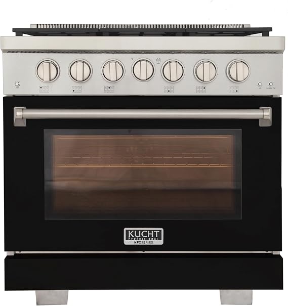 36 in. 5.2 cu. ft. Natural Gas Range and Convection Oven in Black with True Simmer Burners