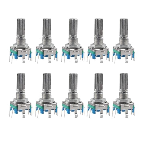 10PCS Rotary Encoder Code Switch Audio Digital Potentiometer EC11 360 Degree Rotary Encoding Switch Encoder code with Switch 5 Pin 20mm D-Shaft