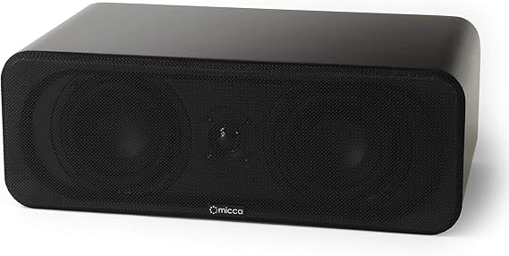 Micca RB42-C Premium Center Channel Bookshelf Speaker with Dual 4-Inch Woofers and Silk Tweeter, Clearer Dialogue for Home Theater Surround Sound Systems, Single, Dark Walnut