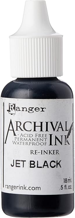 Ranger Archival Pad Reinker .5oz, Jet Black
