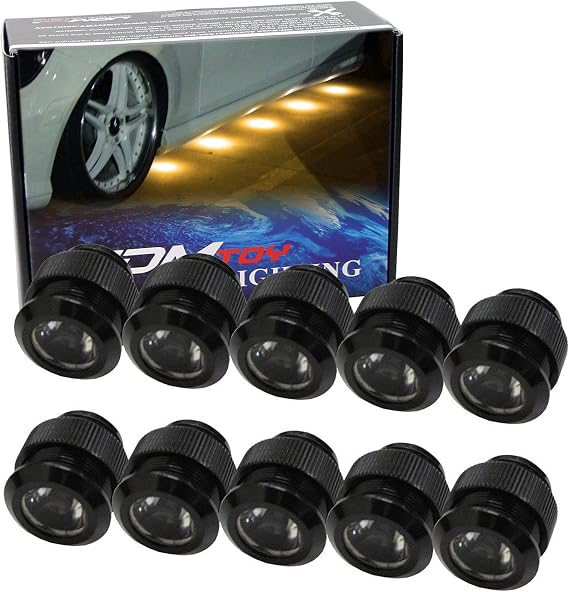 iJDMTOY 10pc Set Amber Yellow 30W High Power Flexible LED Lighting Kit Compatible With Car DRL/Driving Light or Undercar Puddle Ground Effect Lighting