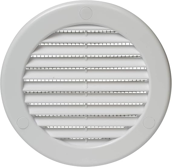 Vent Systems 4" Inch White Plastic Vent Cover - Durable Round Air Duct Grille with Built-in Protective Mesh - Easy to Install Wall or Ceiling - for Bathroom, Kitchen, Garage - Indoor and Outdoor Use