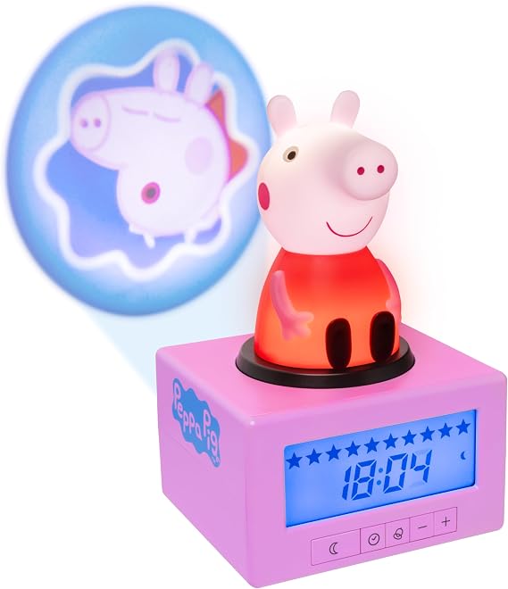 Paladone Peppa Pig Sleep Training Alarm Clock - Officially Licensed, Kids Projection Bedroom Night Light