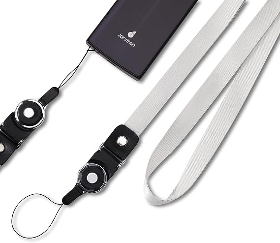 Muti-functional Lanyard for Translator 2, 24 Inches Long Neck Lanyard with Detachable 180 Rotation Leather Buckle, Easy Installation for Language Translator Device, ID Cards and Keys, Silver