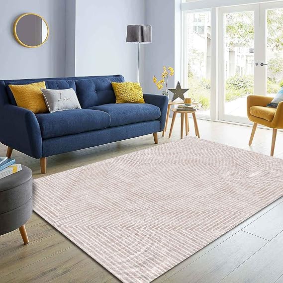 Latte Dizayn Tegan Desenli Kadife Pamuk Tabanlı Yıkanabilen Kaydırmaz Antibakteriyel Salon Halısı 80x250