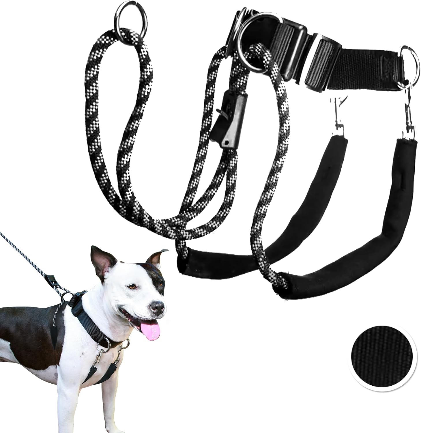 Sporn Big Dog Halter No Pull Harness Medium Size Dog, Black No Pull Dog Harness Medium Sized Dogs, with Padded Neoprene Sleeves, Provides for All Standard Breeds