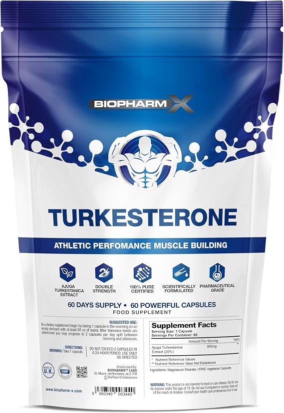 Strongest Legal Turkesterone Supplement (1000mg per serving / 60 Capsules) Pure Turkesterone Extract - Muscle Growth & Strength Body Building Supplement
