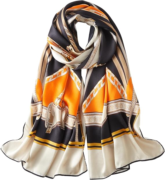 Silk Scarf for Women Hair 68"21" Shawls and Wraps for Evening Dresses Satin Head Scarf Travel Scarf