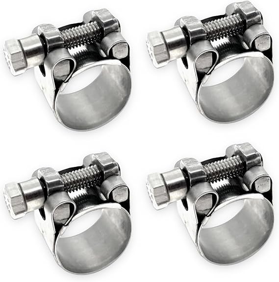 Gelenkbolzenschelle W4 Edelstahl 304 – Schwerlast Schlauchschelle TT 17-19 mm (067-075 Zoll) Hohes Drehmoment für kleine Schläuche 4er Pack