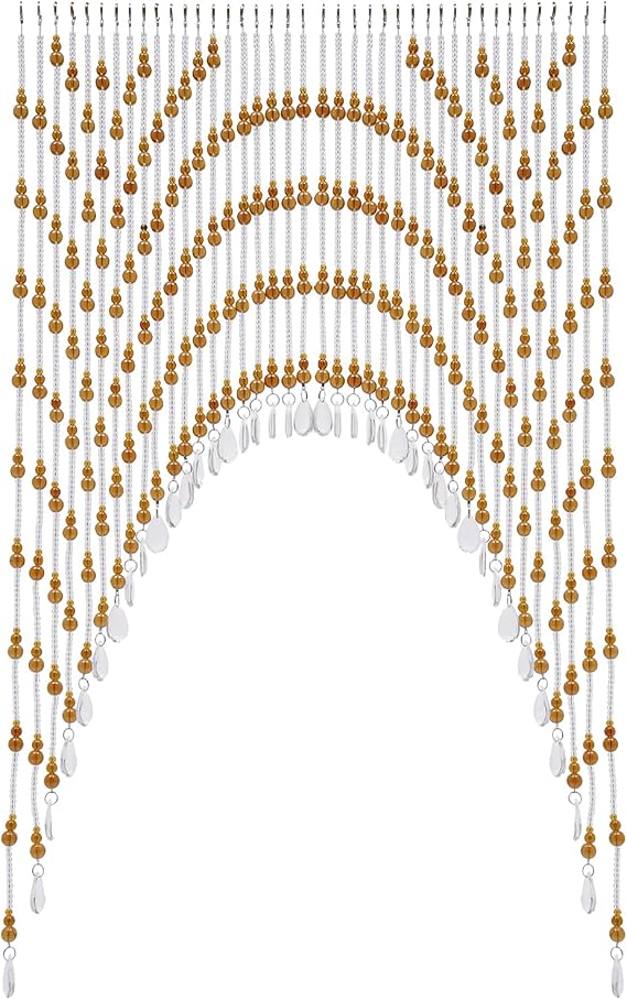 Beaded Curtain Crystal Beaded Curtain, Hanging Doorway Beads Hanging Door Beads Curtain, Room Bead Partition Curtain Clear Crystal Room Bead Hanging Glass Door Beads Beaded Curtains (40 Strings-Amber)