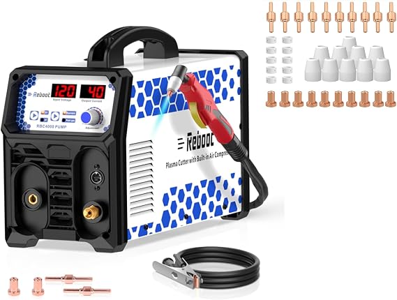 Plasma Cutter With Built In Air Compressor 40A 120V IGBT Inverter Digital Cutting Machine with Consumables fits Torch PT31 LG40