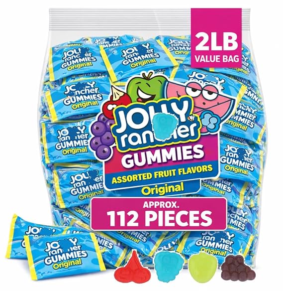 Jally Rancer Gummies Assorted Original Flavors | Approx. 112 Pieces | Bulk Individually Wrapped Fun Size Holiday Candy | 4 Fruit Flavors - Blue Raspberry, Green Apple, Grape, Cherry | Limited Edition (2 Pounds)