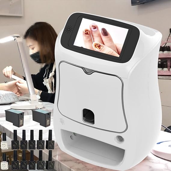 Nail Art Printer Machine W/Touch Screen Display,3d Digital Nail Printer Manicure Salon Set+Multiple Accessories,Nail Printer Machine/Pack Of Nail Polish&Nail Dryer,Mobile Nail Printing Machine