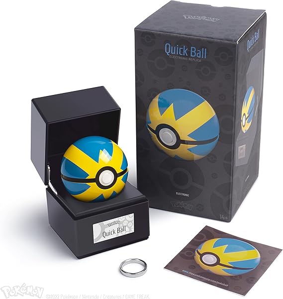 The Wand Company Original Poké Ball Authentic Replica - Realistic, Electronic, Die-Cast Authentic Replica with Display Case Light Features. Officially Licensed by Pokémon (Quick Ball)