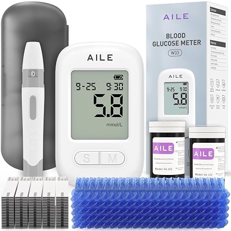 AILE Blood Sugar Monitor, Blood Glucose Test Kit for Diabetes, 50 Set