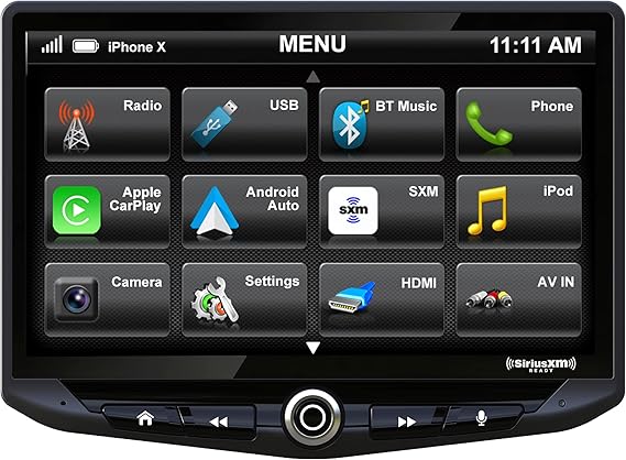 Stinger HEIGH10 Universal 10 HD Touchscreen Multimedia Car Stereo, Apple CarPlay & Android Auto Radio, Bluetooth Receiver Head Unit, SiriusXM Ready, GPS, Audio EQ, Built-in Amplifier, Camera Inputs