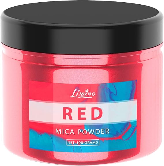 Mica Powder Pure - 3.5oz Pearl Epoxy Resin Color Pigment - Cosmetic Grade Coloring Pigment - Natural Soap Dye for Soap Making Supplies Kit, Bath Bomb Colorant, Paint, Nail Art for Adult Hobby(Red)