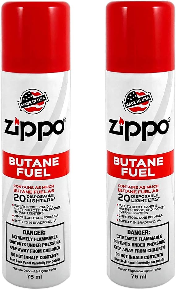 Zippo Butane Fuel Refill Premium High-Purity for Lighters, Torches & Inserts Clean Burning, Consistent Flame, Reliable Performance, Made in USA, 75ml 2-Pack
