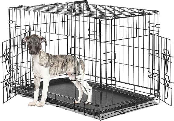 Dog Crate, large Medium Dog Cage with 2 Doors and Removal Tray Folding Metal Pet Training Cage Animal Carriere (30inch)