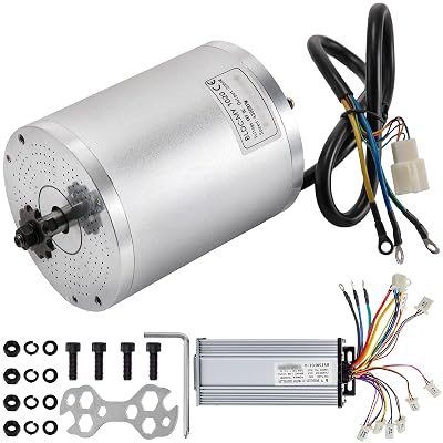 BestEquip Electric DC Motor, 2KW 48V 42A Brushless Electric Motor 4300rpm Electric Scooter Motor for Scooters Motorcycle wSpeed Controller