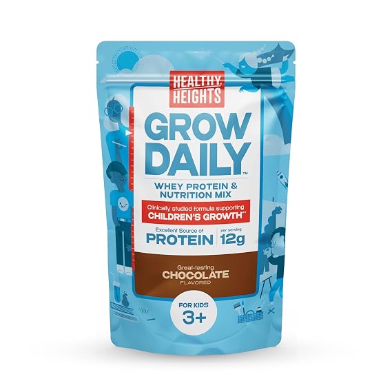 Healthy Heights Grow Daily Kids Protein Drink Mix (Chocolate) - High Protein Shake for Kids 3+, 21.6 oz